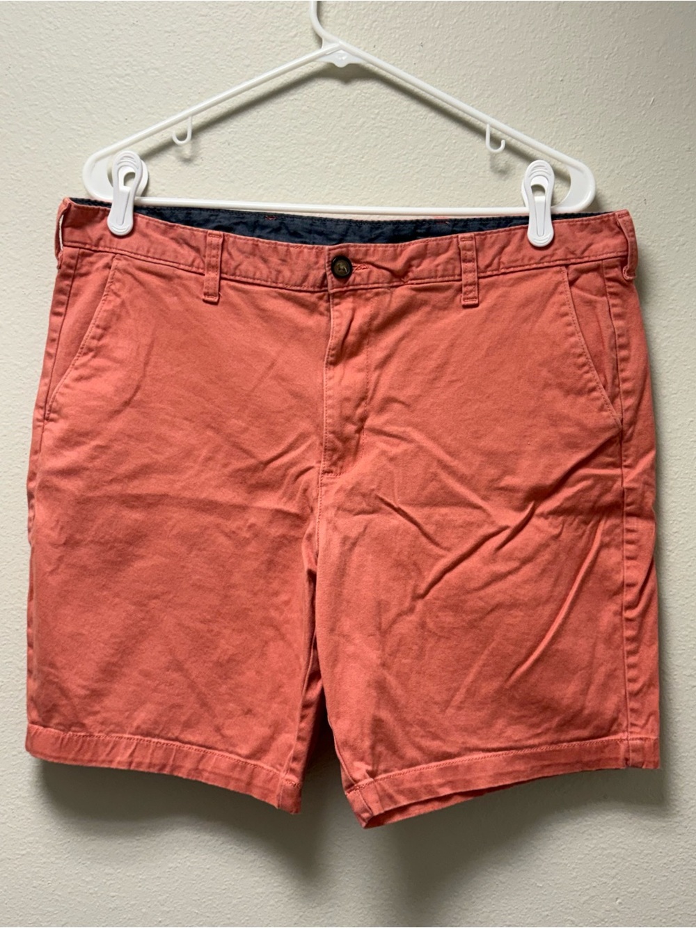 George Mens Salmon Chino Shorts Cotton Spandex Stretch Pockets Size 36